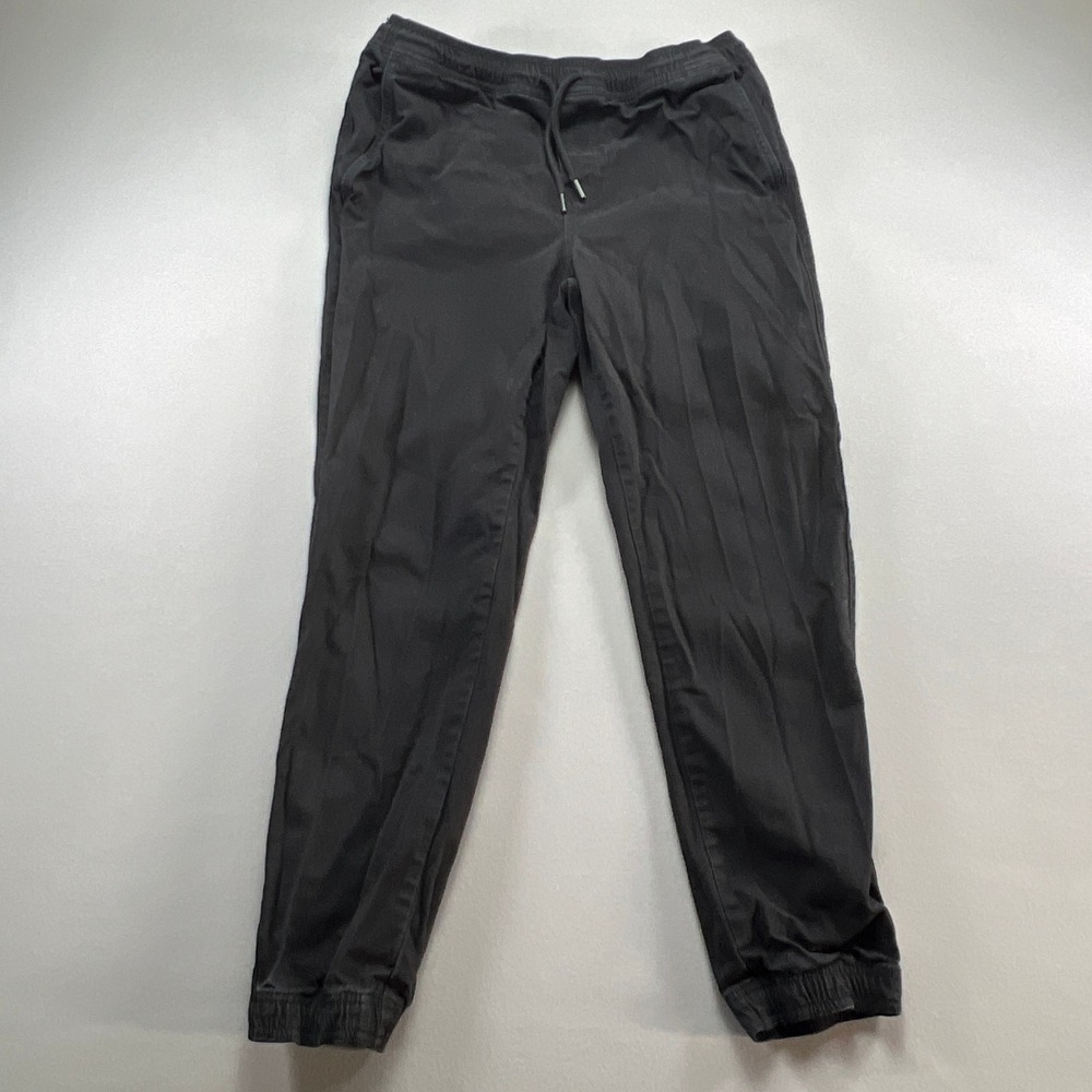 RSQ Joggers Pants Men Large Black Cotton Stretch Tapered Leg Drawstring Athletic
